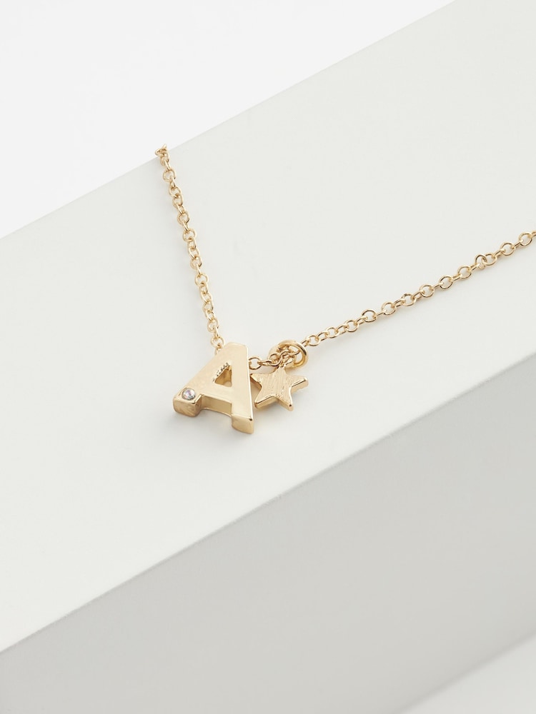 Gold Tone A Star Initial Necklace - Image 1 of 3
