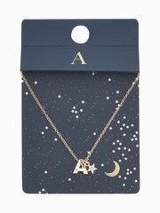 Gold Tone A Star Initial Necklace - Image 2 of 3