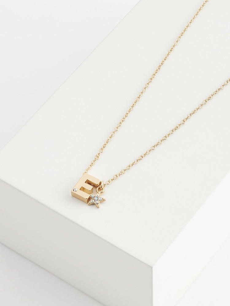 Gold Tone E Star Initial Necklace - Image 1 of 3