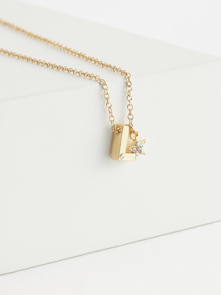 Gold Tone L Star Initial Necklace - Image 1 of 3