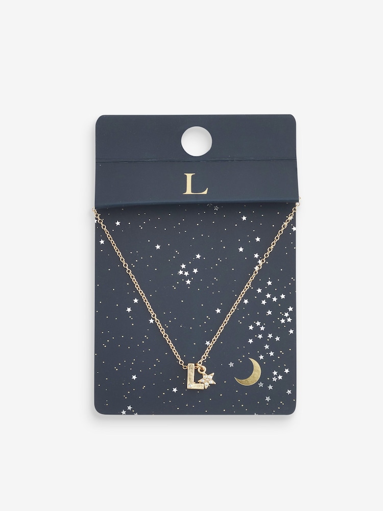 Gold Tone L Star Initial Necklace - Image 2 of 3