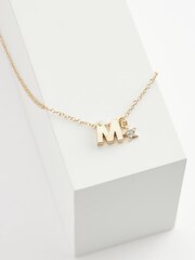Gold Tone M Star Initial Necklace - Image 1 of 3