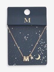 Gold Tone M Star Initial Necklace - Image 2 of 3