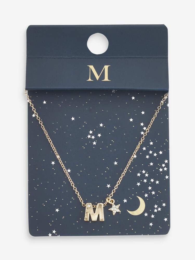 Gold Tone M Star Initial Necklace - Image 2 of 3
