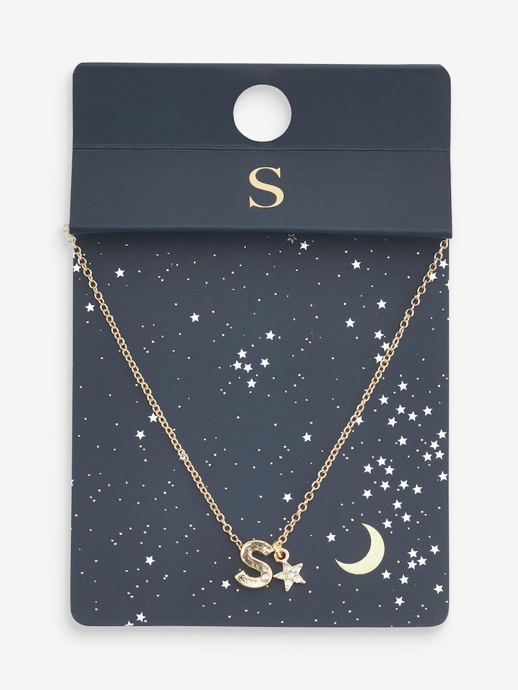 Gold Tone S Star Initial Necklace - Image 2 of 3