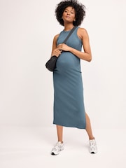 Blau - Umstandsmode Geripptes Kleid - Bild 1 von 8
