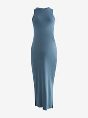 Blau - Umstandsmode Geripptes Kleid - Bild 6 von 8
