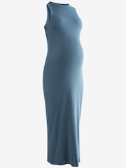 Blau - Umstandsmode Geripptes Kleid - Bild 7 von 8