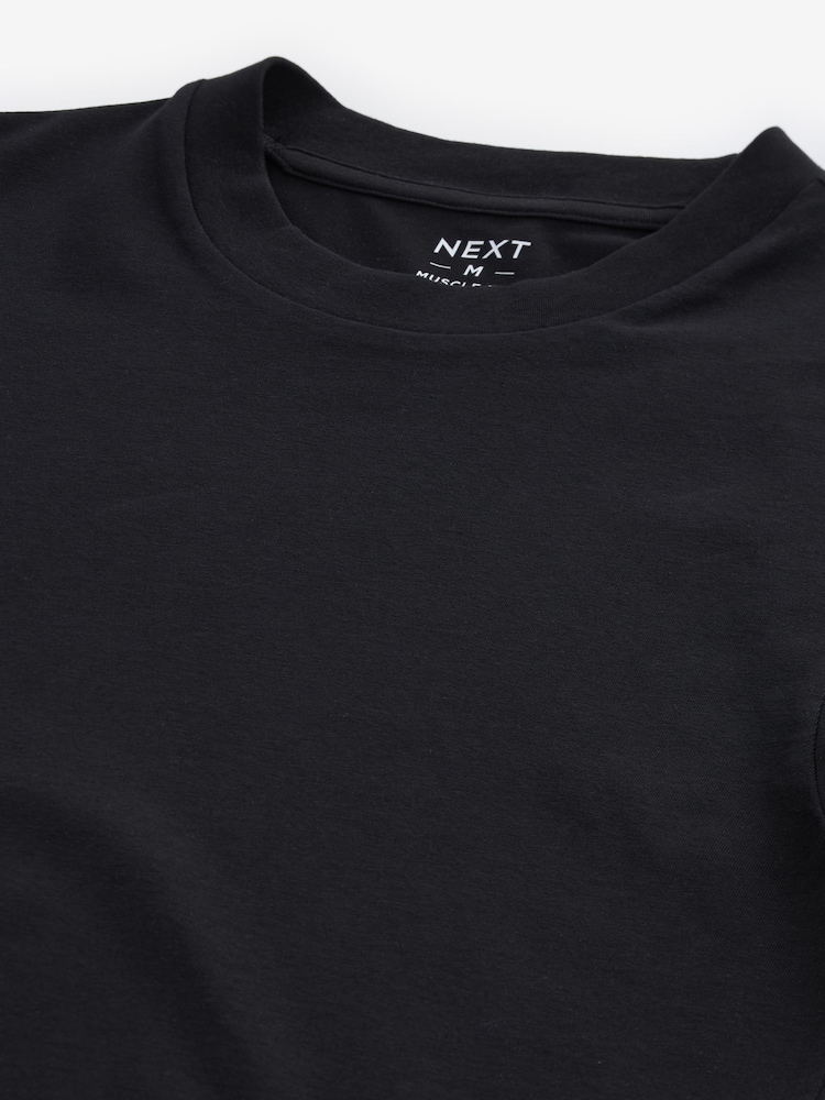 Black Muscle Fit Essential Crew Neck T-Shirt - Image 7 of 7