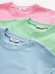 Blue/Pink/Mint Green Relaxed Fit Heavuweight 100% Cotton T-Shirts 3 Pack - Image 11 of 12