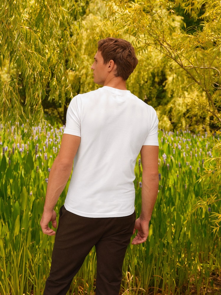 White Muscle Fit Essential Crew Neck T-Shirt - Image 2 of 7