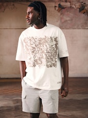Ecru Relaxed fit EDIT Heavyweight Marble Graphic T-Shirt - Image 1 of 8