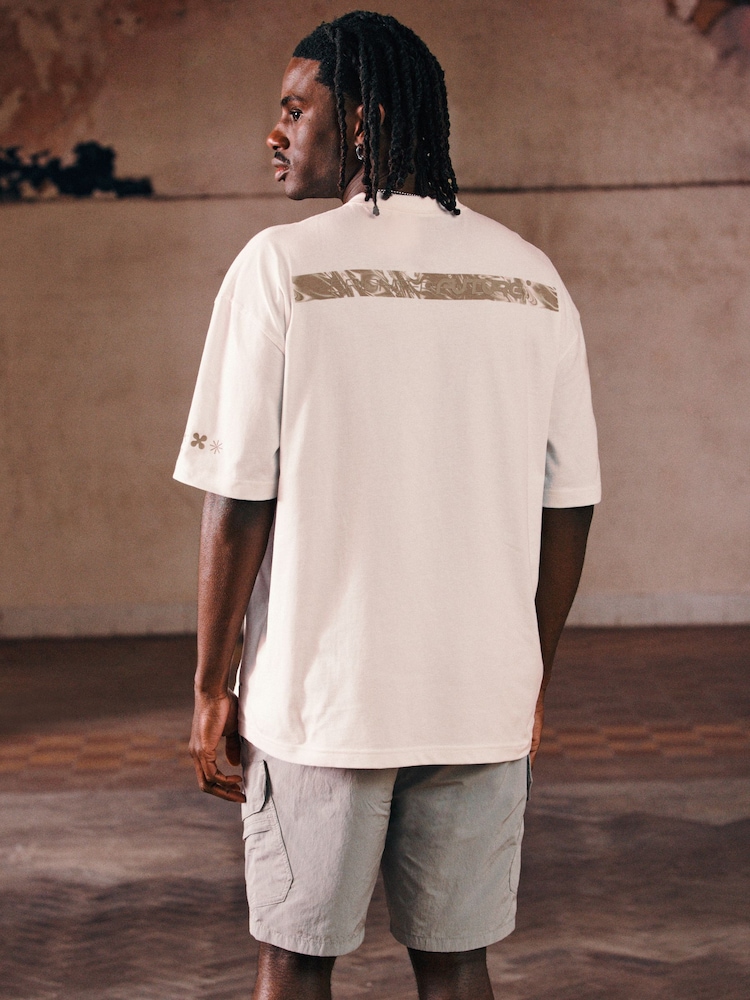Ecru Relaxed fit EDIT Heavyweight Marble Graphic T-Shirt - Image 2 of 8