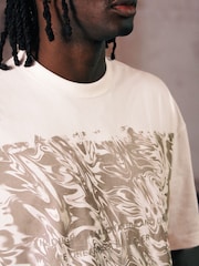 Ecru Relaxed fit EDIT Heavyweight Marble Graphic T-Shirt - Image 3 of 8