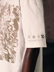 Ecru Relaxed fit EDIT Heavyweight Marble Graphic T-Shirt - Image 5 of 8