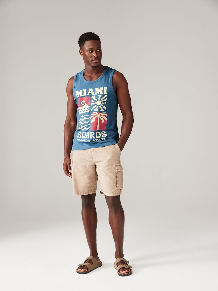Blue Single Summer Front Print Graphic Vests - Image 2 of 7