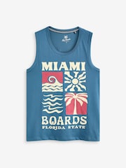 Blue Single Summer Front Print Graphic Vests - Image 5 of 7