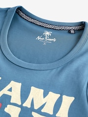 Blue Single Summer Front Print Graphic Vests - Image 6 of 7