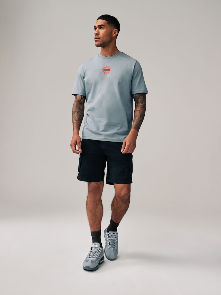 Blue Relaxed Fit 100% Cotton Japanese Back Print Graphic T-Shirt - Image 2 of 8