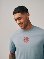 Blue Relaxed Fit 100% Cotton Japanese Back Print Graphic T-Shirt - Image 4 of 8