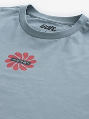 Blue Relaxed Fit 100% Cotton Japanese Back Print Graphic T-Shirt - Image 7 of 8