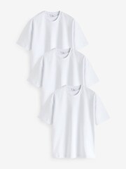 White Relaxed Fit Heavyweight 100% Cotton T-Shirts 3 Pack - Image 1 of 8