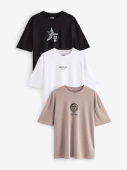 أسود/ أبيض/ محايد - Graphic 100% Cotton T-Shirts 3 Pack - صورة 1 من 12