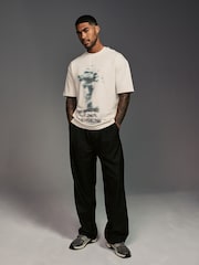 Ecru Statue Blur Relaxed Fit Urban Graphic Front Print T-Shirt - Image 3 of 7