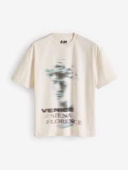 Ecru Statue Blur Relaxed Fit Urban Graphic Front Print T-Shirt - Image 5 of 7