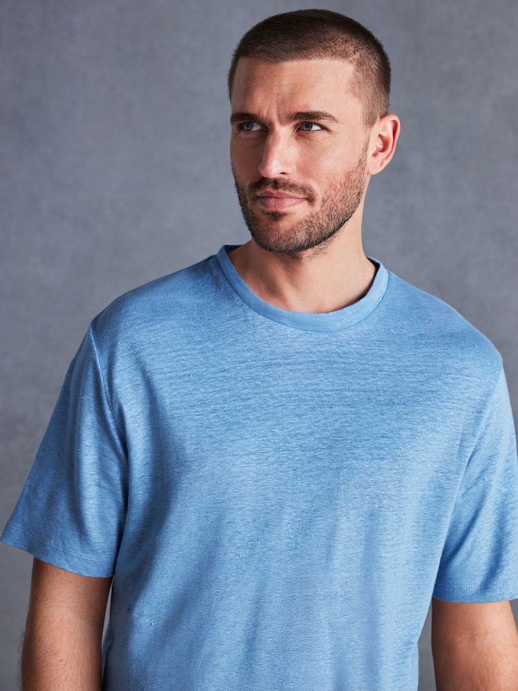 Blue Signature 100% Linen T-Shirt - Image 1 of 5