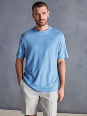 Blue Signature 100% Linen T-Shirt - Image 3 of 5