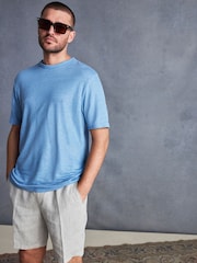 Blue Signature 100% Linen T-Shirt - Image 4 of 5