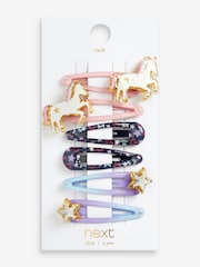 Light Pink Unicorn and Star Hair Clips 6 Pack - Image 1 of 2
