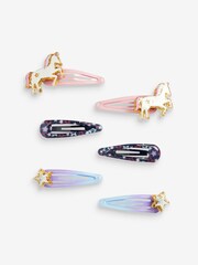 Light Pink Unicorn and Star Hair Clips 6 Pack - Image 2 of 2