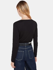 Whistles High V-Neck Ruched Black Top - Image 2 of 5