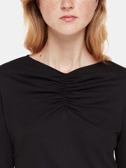Whistles High V-Neck Ruched Black Top - Image 4 of 5