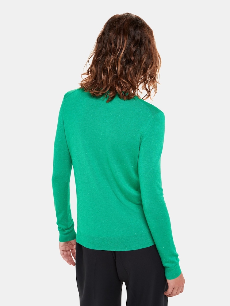 Whistles Green Annie Sparkle Crew Neck Jumper - Image 2 of 5