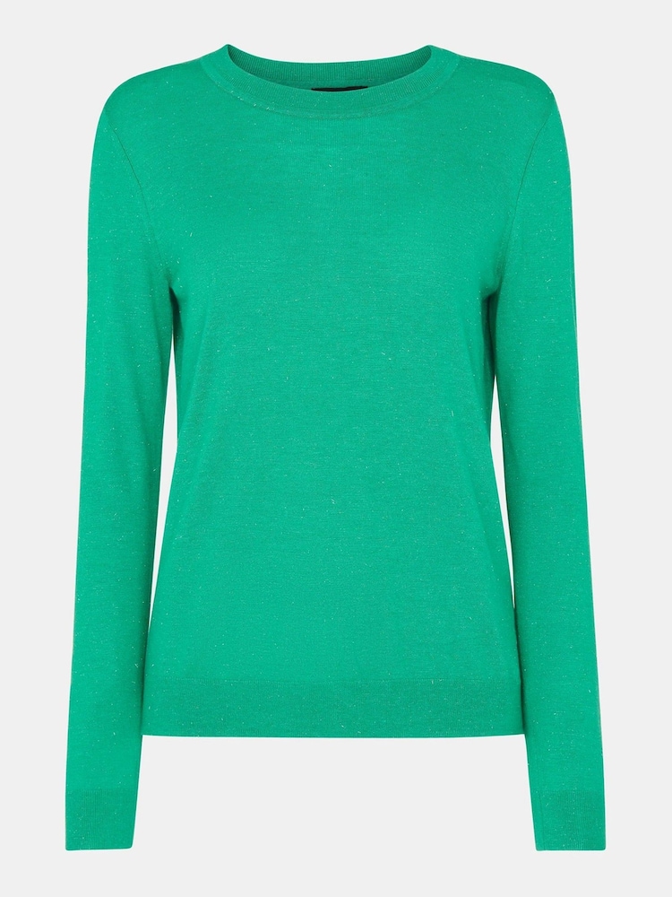Whistles Green Annie Sparkle Crew Neck Jumper - Image 5 of 5