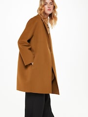 Whistles Julia Wool Double Faced Brown Coat - Image 4 of 5
