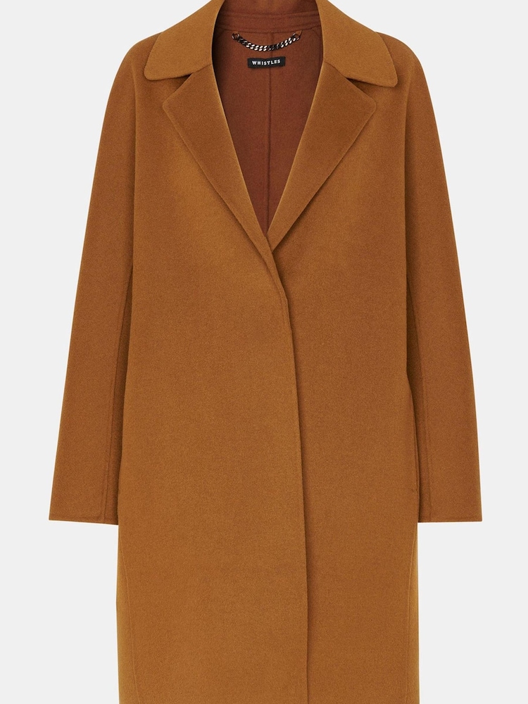 Whistles Julia Wool Double Faced Brown Coat - Image 5 of 5