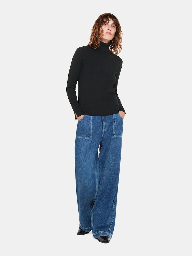 Whistles Black Knitted Maja Polo Neck Knit Jumper - Image 1 of 4
