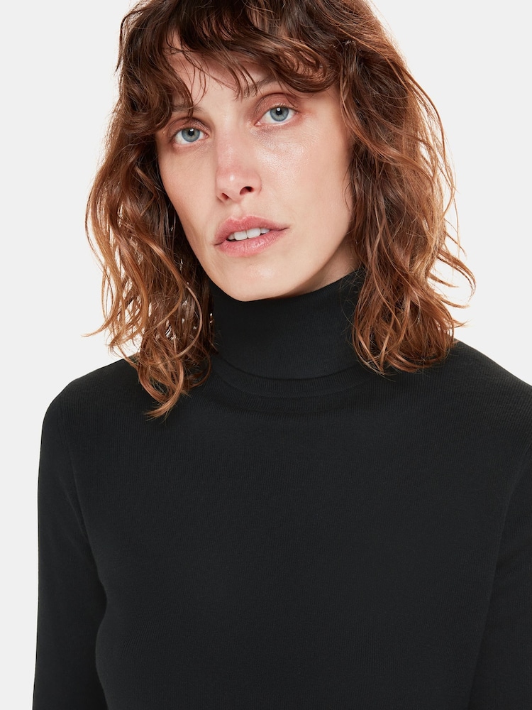 Whistles Black Knitted Maja Polo Neck Knit Jumper - Image 4 of 4