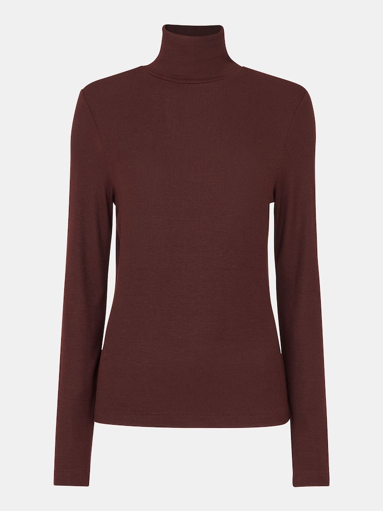 Whistles Red Essential Ribbed Polo Shirt - Image 5 of 5