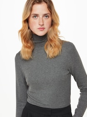 Whistles Grey Essential Ribbed Polo Top - Image 1 of 5