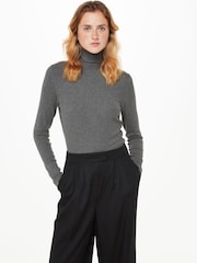 Whistles Grey Essential Ribbed Polo Top - Image 4 of 5