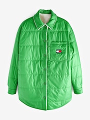 Tommy Jeans Green Reversible Sherpa Shacket - Image 1 of 2