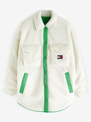 Tommy Jeans Green Reversible Sherpa Shacket - Image 2 of 2
