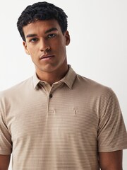 Neutral Brown Short Sleeve Stripe Polo Shirt - Image 1 of 7