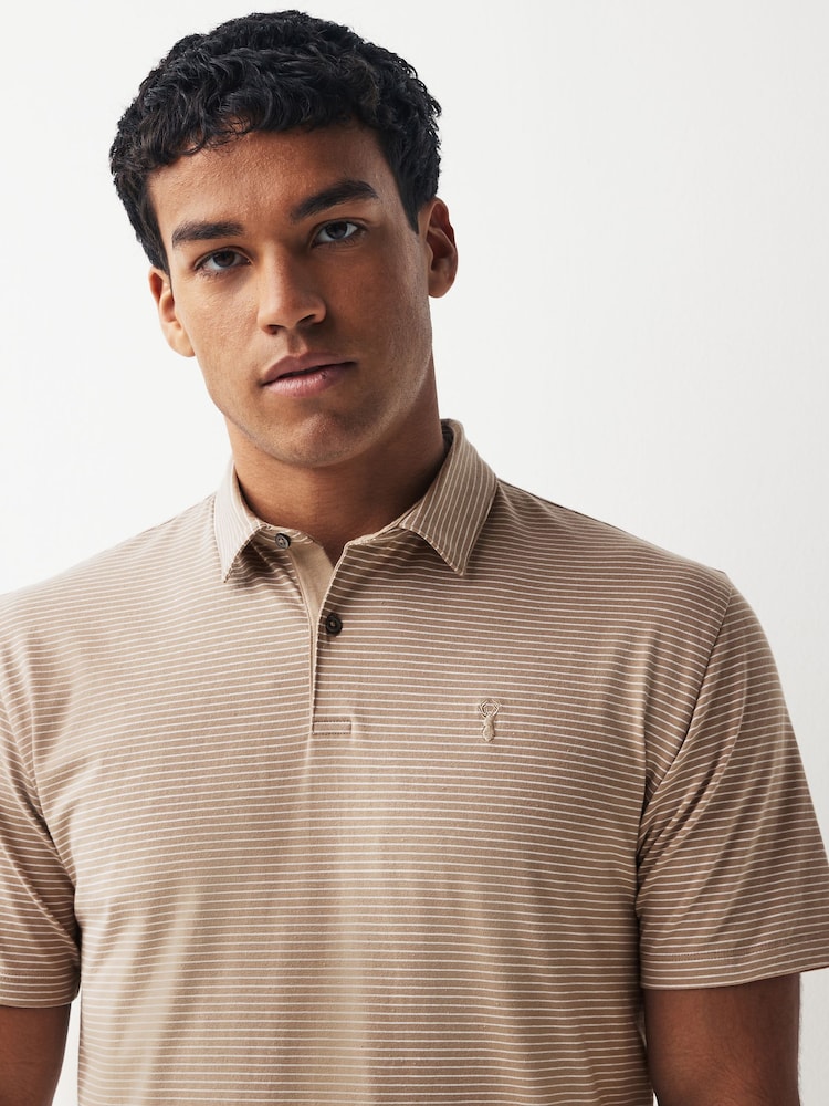 Neutral Brown Short Sleeve Stripe Polo Shirt - Image 1 of 7
