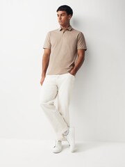 Neutral Brown Short Sleeve Stripe Polo Shirt - Image 2 of 7